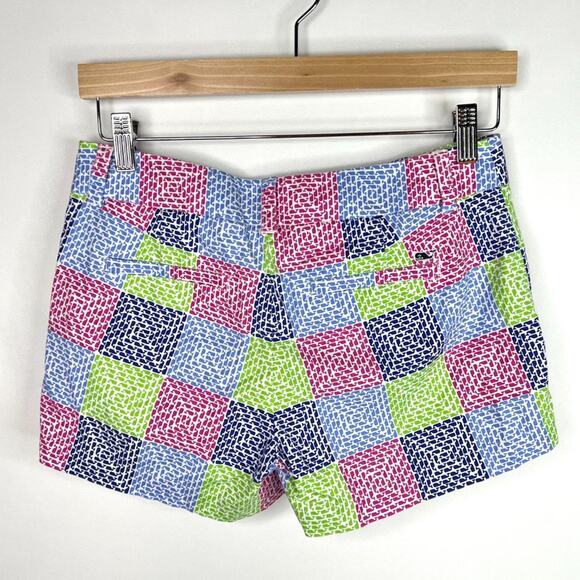 Vineyard Vines Whale Checker Print Low Rise Shorts Size 0 - Picture 5 of 8